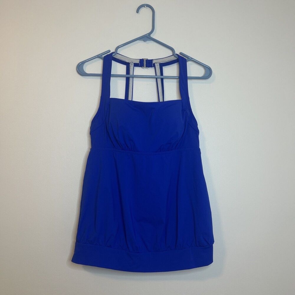 Lands End Tankini Swim Tank Top Modest Royal Blue Straps - Size 8